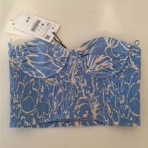 zara blue crop top never worn